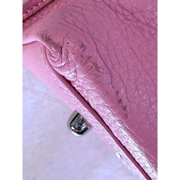 BCBGMAXAZRIA Pink Pebbled Leather Hobo Shoulder Bag Whipstitch Silver Hardware - Picture 1 of 11